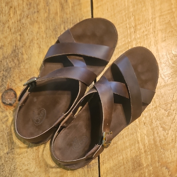 Chaco Brown Leather Sandals - Picture 1 of 6